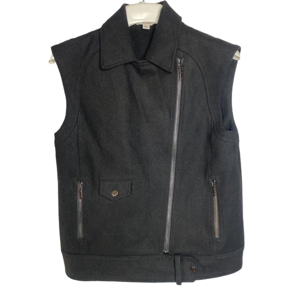 Calvin Klein women’s size small black sleeveless wool Moto sport vest